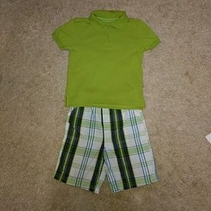 Mixed Set Polo Shirt & Plaid Shorts Boys 4T